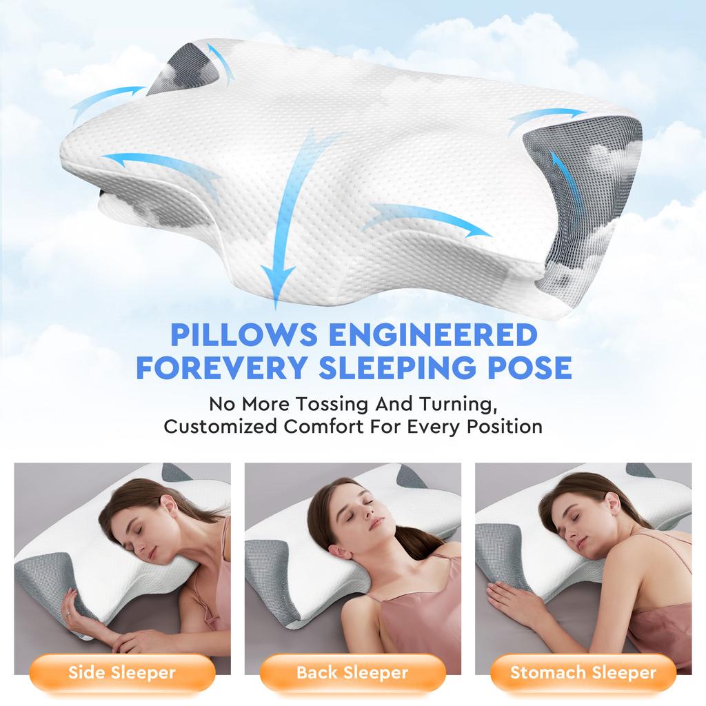 Butterfly Sleep Memory Pillow Slow Rebound Comfortable 2 in 1 Ergonomic Sleep Pillow Cervical Orthopedic Neck Bed Pillow Beding
