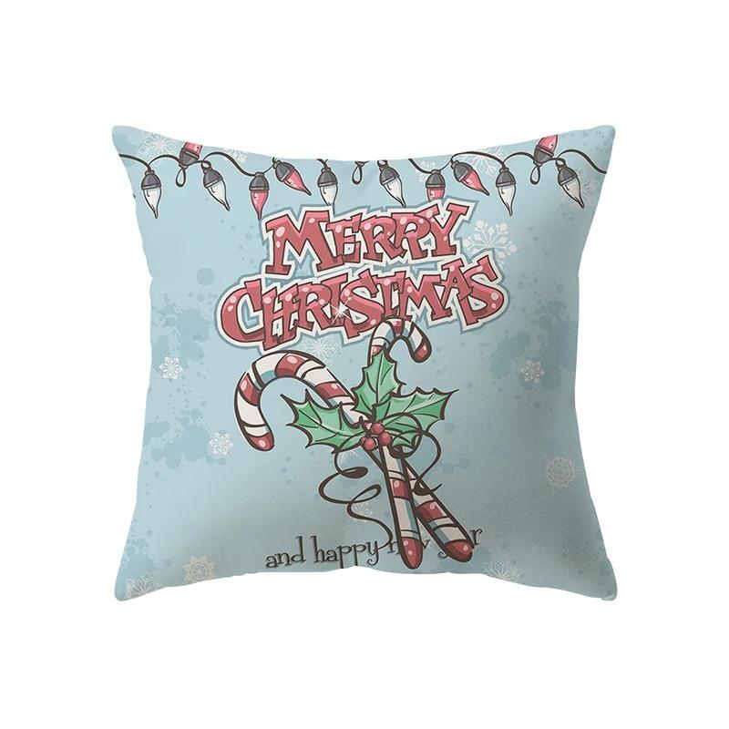 Cute Santa Claus Christmas Theme Printed Pattern Cushion Cover For Home Living Room Sofa Decoration Square Pillow Cover