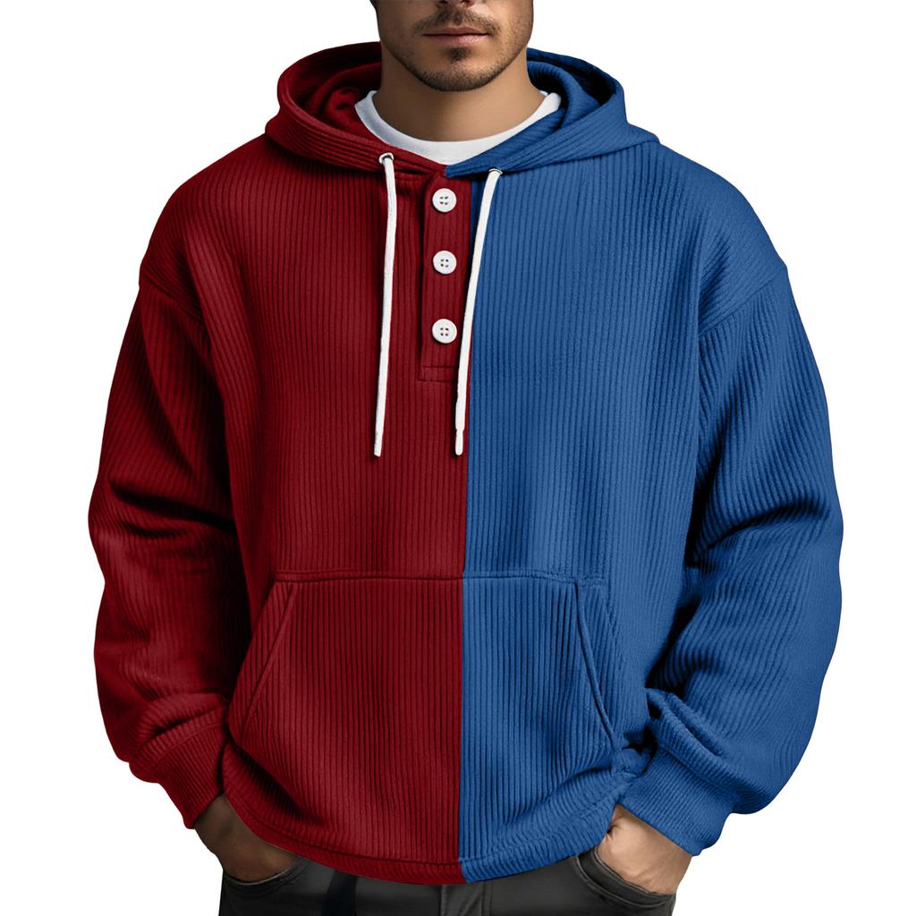 Men's  Leisure  Loose  Three  Clicks  Color  Clashing  Hooded  Hood  Hoodie