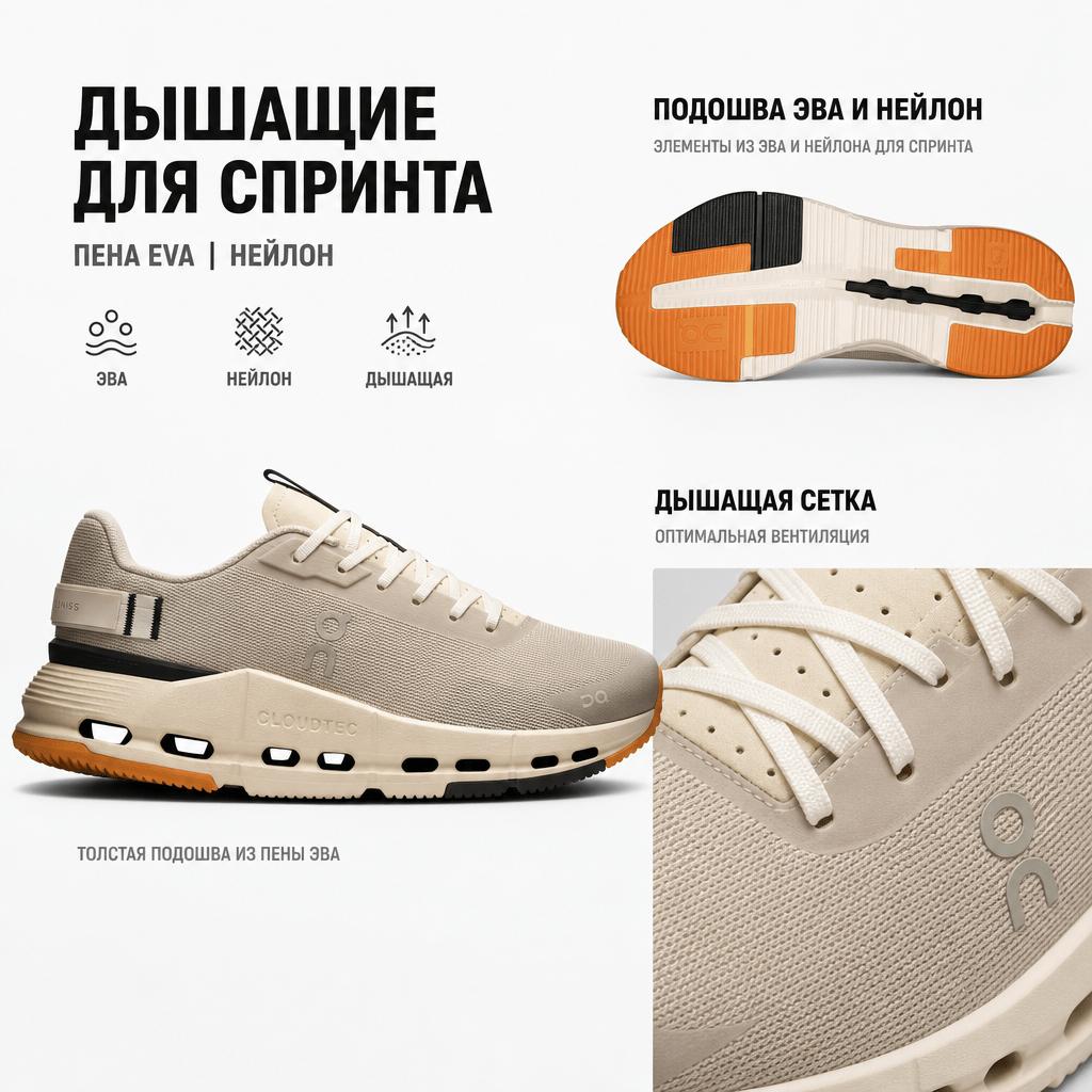 On Cloudnova Form 2 Comfortable Soft Breathable Low-Top Short Distance Running Shoes Women Sneaker Beige 3WE30174141