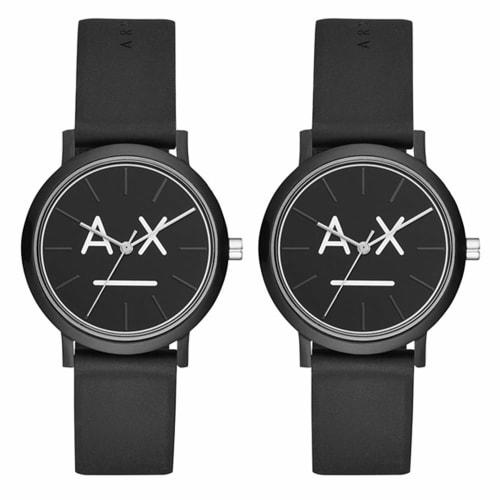 A|X Armani Exchange Pair Watch Storage Box for Men and Women, Outer Banks, Silicone and Rubber, Black, AX5556