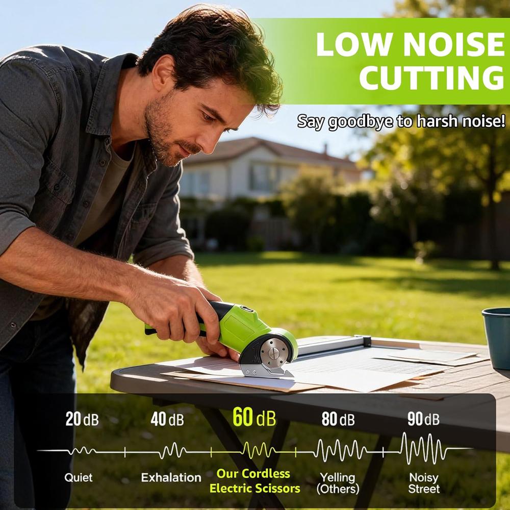Cordless Electric Scissors 4V Rechargeable Box Cutter Powerful Cutter for Carpet & Cardboard Cutter Tool with LED Light