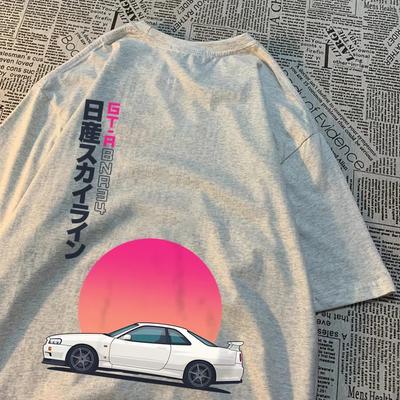Initial Japan Racing Car Bnr34 Tişört Erkek Hip Hop Bol Tişört Nefes Alabilir Pamuk Kısa Kollu Yaratıcılık Sokak Tişörtleri