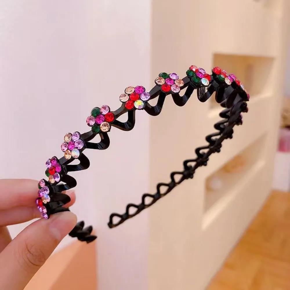 Non-slip Rhinestone Headbands Solid Wave Hairbands for Women Girls Bezel Hair Hoop Ladies Boutique Hair Accessories