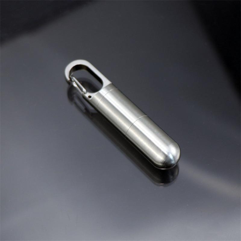 Stainless Steel Waterproof Pill Bottle Keychain - Portable Multi-Compartment EDC Storage.