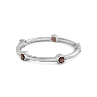 Garnet Minimal Stackable Band Ring - 925 Sterling Silver