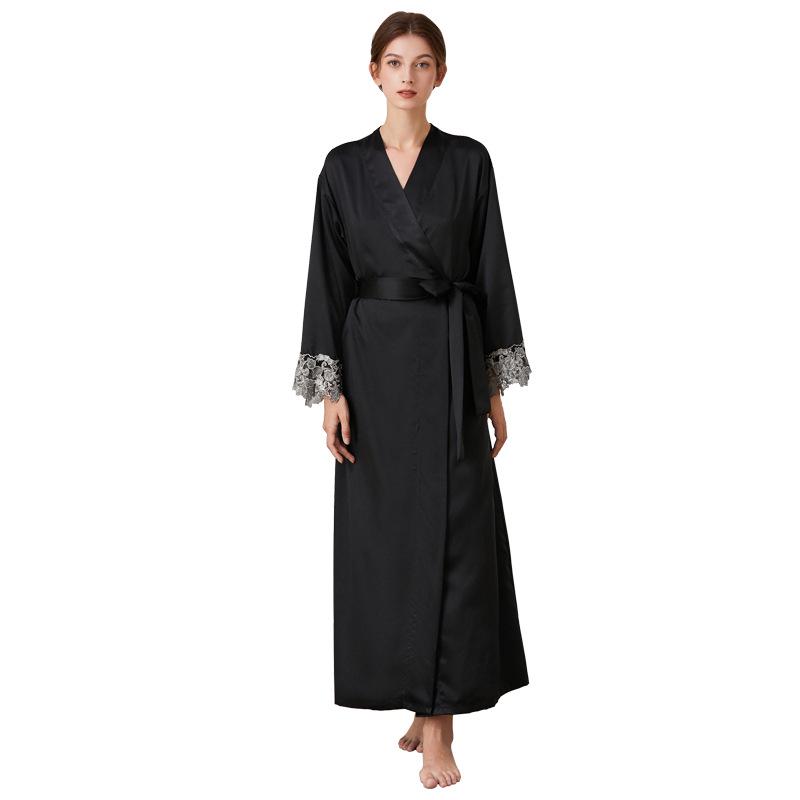 Women's Long Sleeve Belted Satin Robe - Autumn/Winter Pajama & Bathrobe