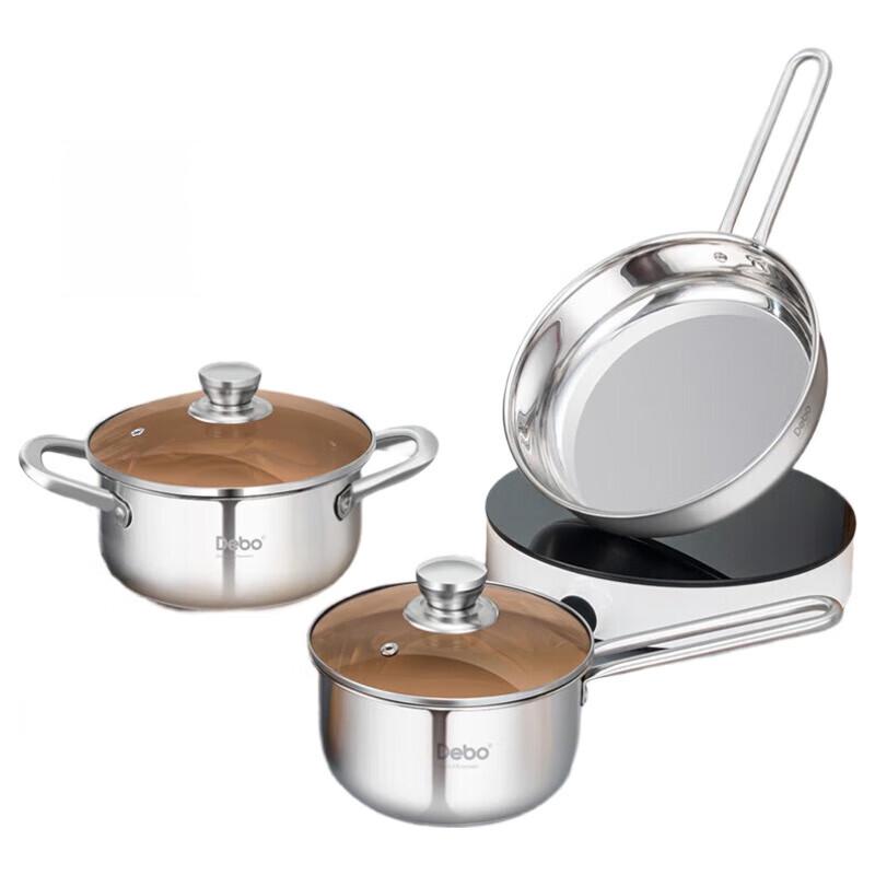 Debo 3-Piece Stainless Steel Cookware Set