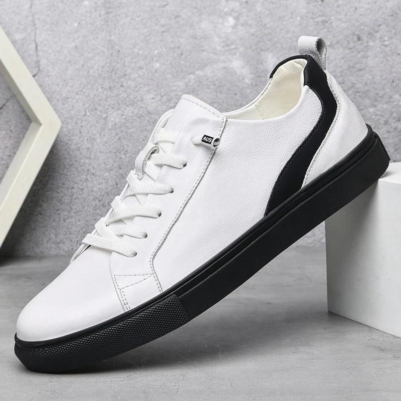 

Genuine Leather Shoes Casual Sneakers Men Shoes Comfortable Quality Leather Shoes Men Korean Version White Shoe 47