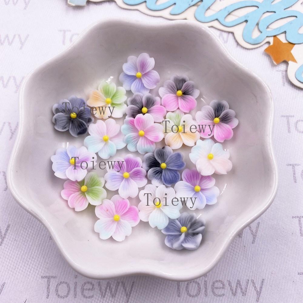50Pcs Resin Kawaii Colorful 12mm Flower Flat Back Stone Gem DIY Wedding Scrapbook Christmas Art Decor Jewelry Crafts Accessories