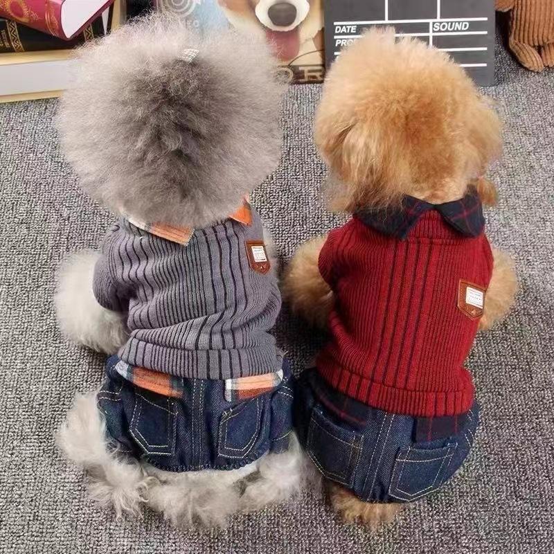 Pet Autumn and Winter Four Legged Coat Spring Overalls Pet Clothes Small Teddy Bear Jumpsuit Small Dog Puppy Clothes Jumpsuit