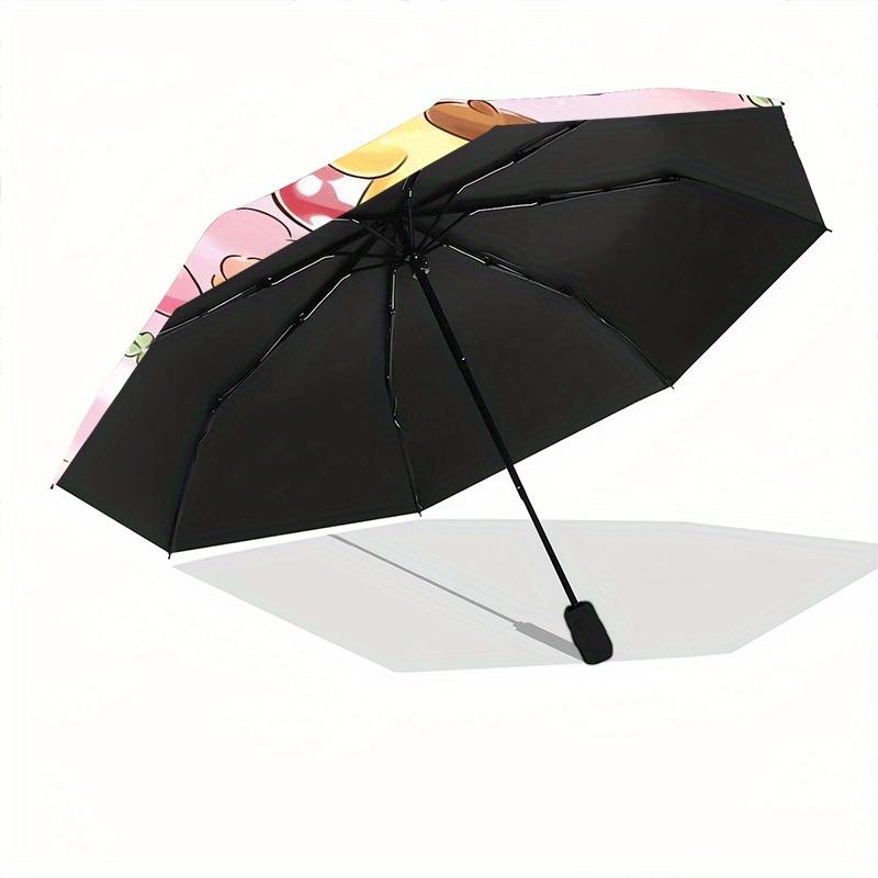 Little Twin Stars & Friends Automatic Opening and Closing Cartoon Umbrella, Lightweight 3-Fold, With Cute Cartoon Characters, Suitable for Home, Outdo