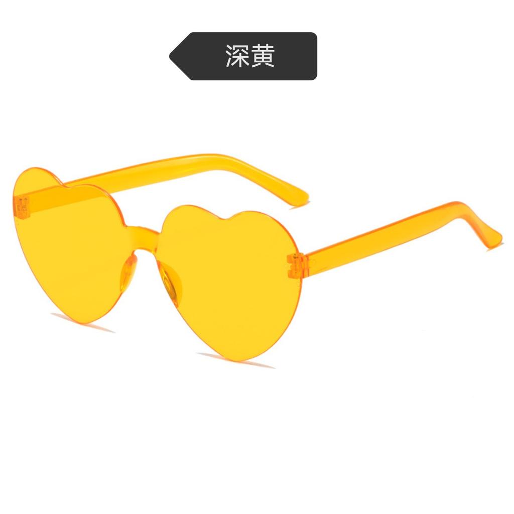 Peach Heart Sunglasses Love Glasses Trend Frameless One-Piece Marine Film Dazzling Color Sunglasses