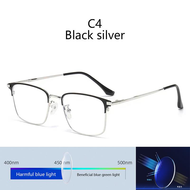 Plain Glasses Metal Full Rim Glasses Men Rectangle Prescription Eyeglass Frames For Optical Lenses Anti Blue Light
