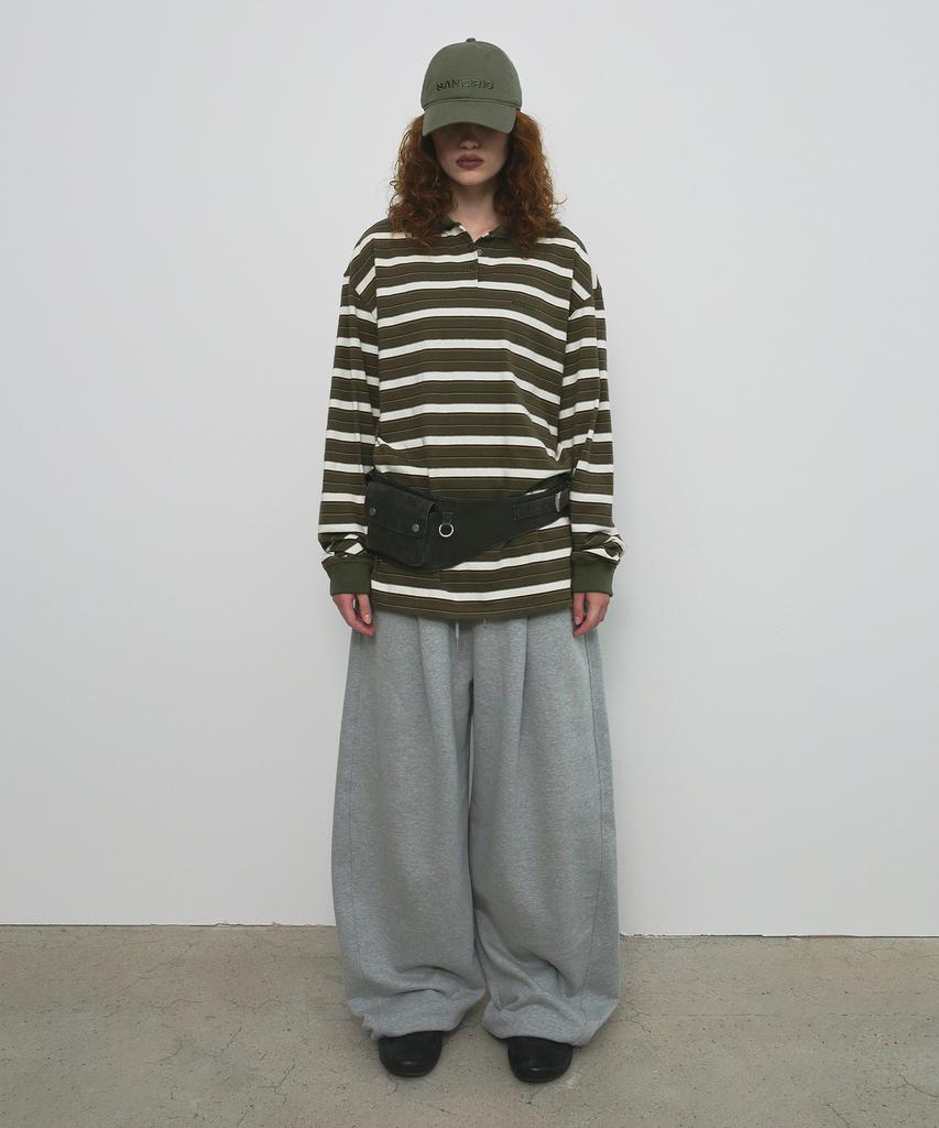 Saendeulig Stripe Overfit Collar T-Shirt_Khaki
