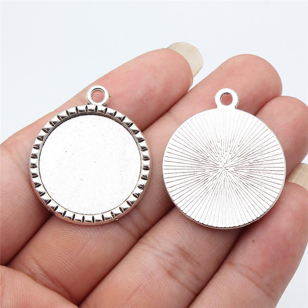 Pasuje do okrągłych podstawek 25 mm, tacek na kaboszony, oprawka antyczny brąz/srebro, część do tworzenia biżuterii DIY