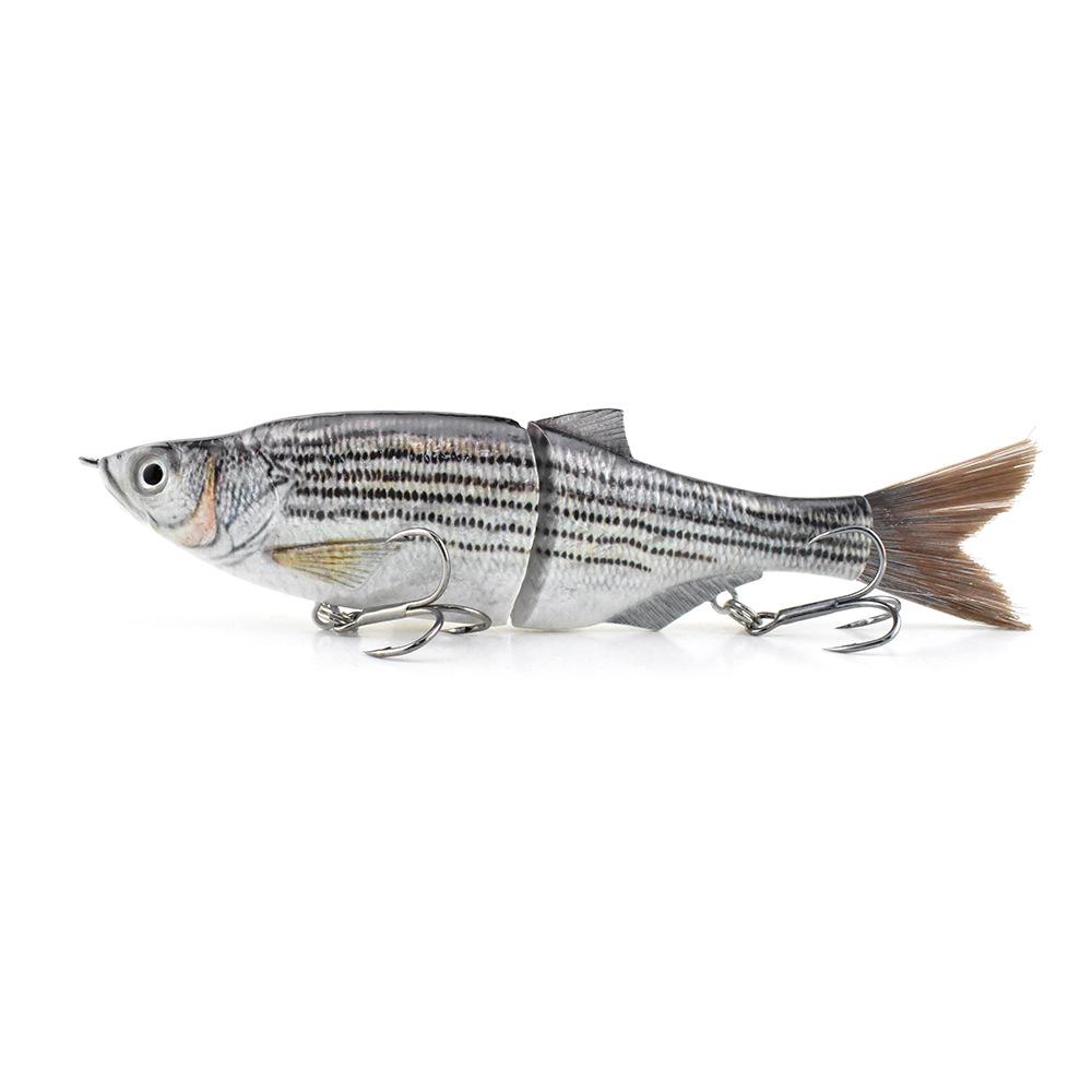 Realistic 3D Multi-Jointed Soft Plastic Brown Fish Scale Lure with Silk Tail for Sea Fishing