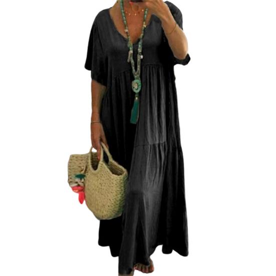 

Женское летнее платье большого размера, длинное, повседневное, с V-образным вырезом, с короткими рукавами, с нерегулярным подолом, макси-платья с большим подолом 5XL