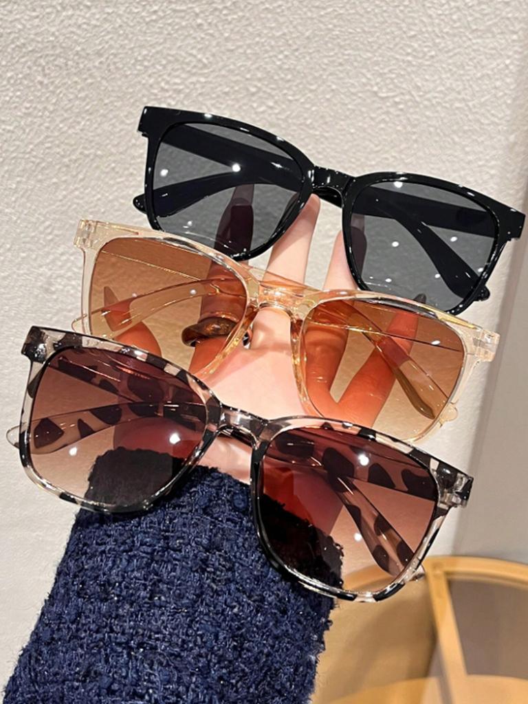 3Pcs Square Frame Fashionable Casual Trendy Sunglasses Suitable for Stylish Outfits and Beach Vacations