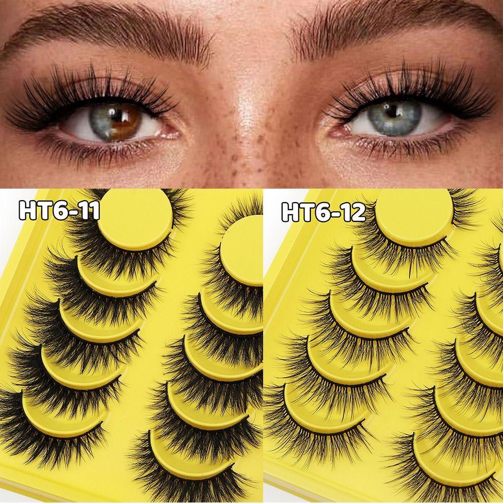 6 Pairs 3D Faux Mink False Eyelashes Black Band Eye Lashes Handmade Lashes Eyelash Extension