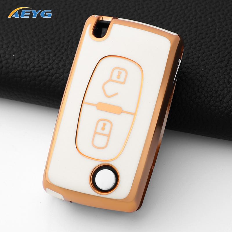 TPU Car Remote Key Case Cover For Peugeot Partner Citroen Berlingo C3 Picasso 2009 2010 2011-2016 Key Chain Accessories