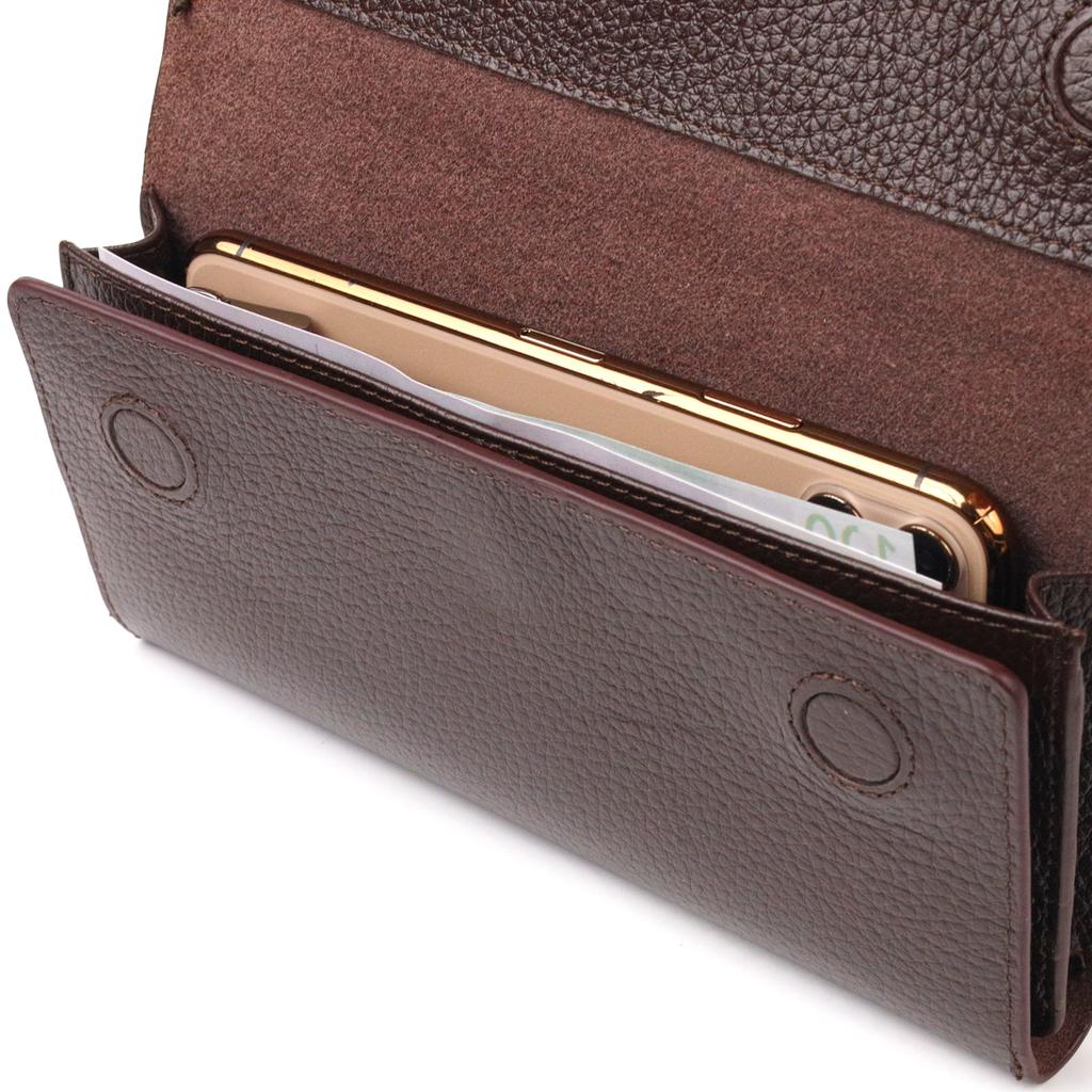 Вместительный Женский кошелек из натуральной кожи CANPELLINI Wallet 21660 Коричневый