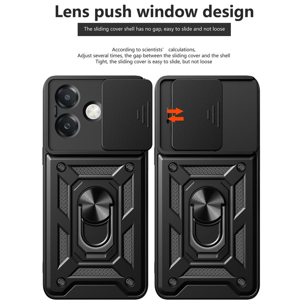 Pentru Oppo A40 5G/A40 4G/A60 5G/A3x 5G (India)/Husă A3x 4G cu capac glisant pentru cameră, PC+TPU, suport, husă pentru telefon