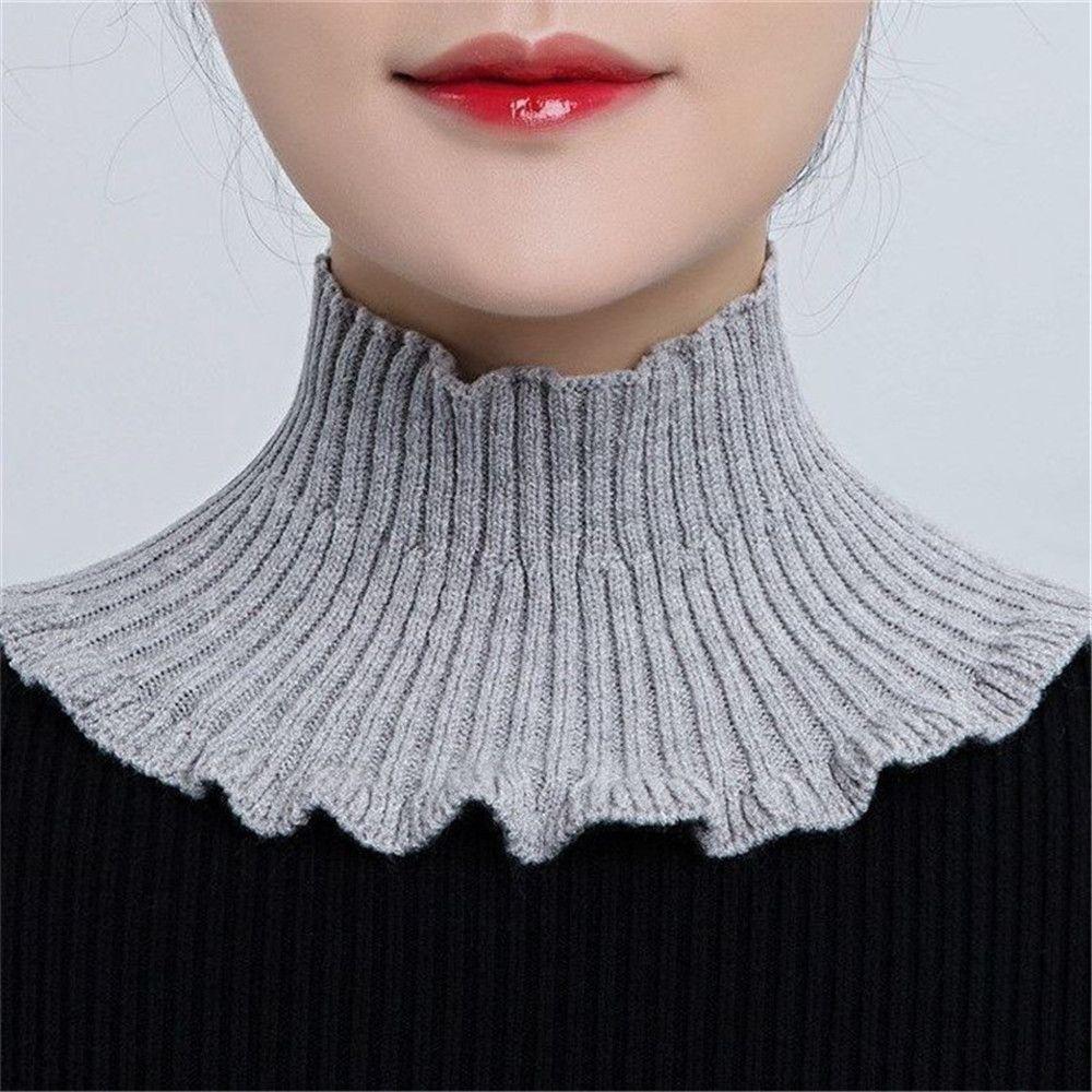 Winter With Wooden Ears Warm Windproof Knitted Fake Collar Neck Guard Scarf Turtleneck