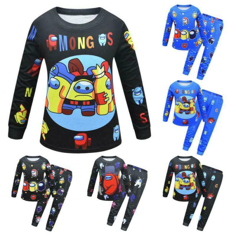Among Us Zestaw Piżamy Koszulka z Długim Rękawem dla Dzieci Miękka Oddychająca Bielizna Nocna