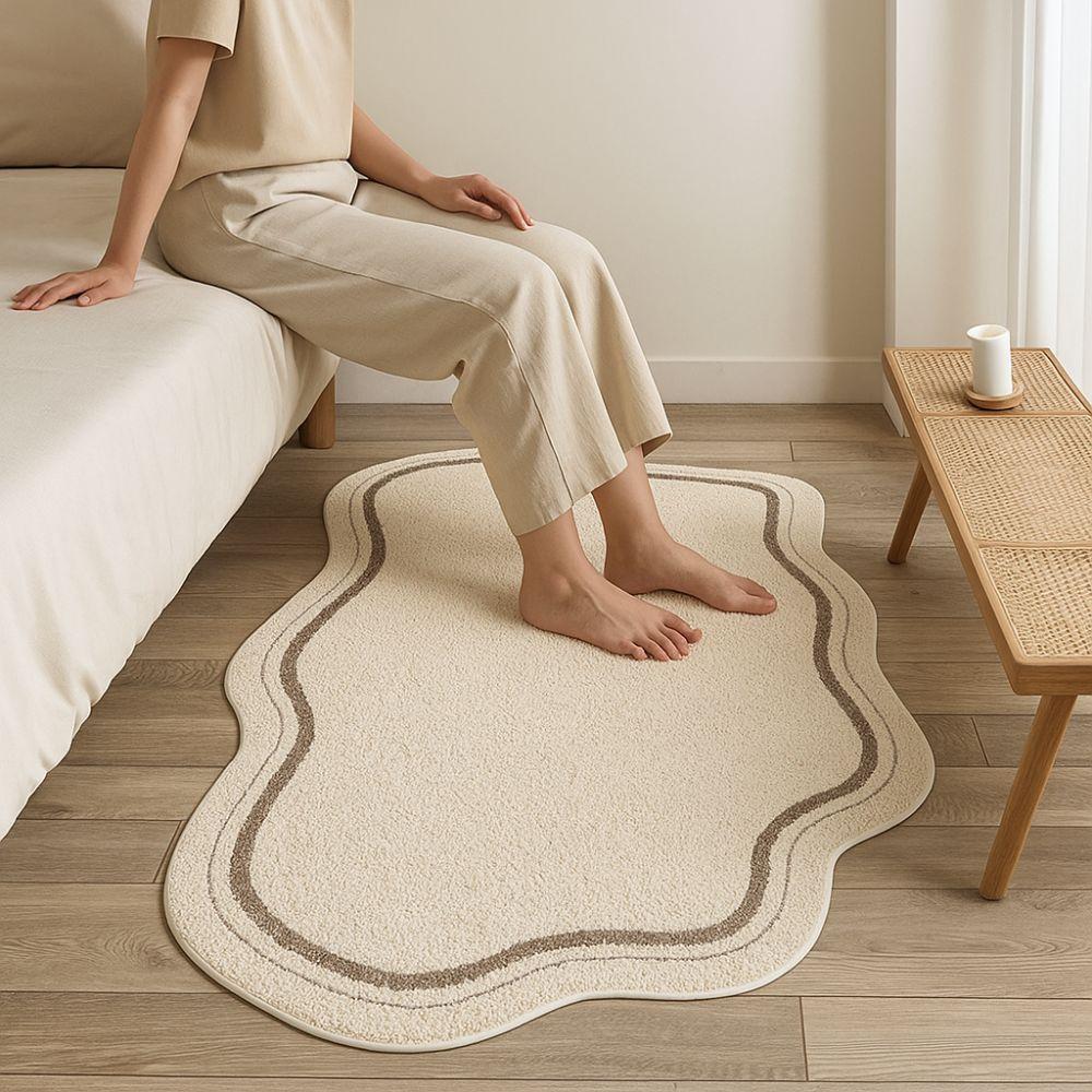 Minimalist Irregular Carpet Cream Style Bedside Carpet Coffee Table Pad Bedroom Rug  Hotel