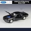 Welly 1/24 1969 Ford Mustang Boss 429 Sports Car Alloy Scale Car Model Diecast Metal Static Collection Children Toy Car Vehicle