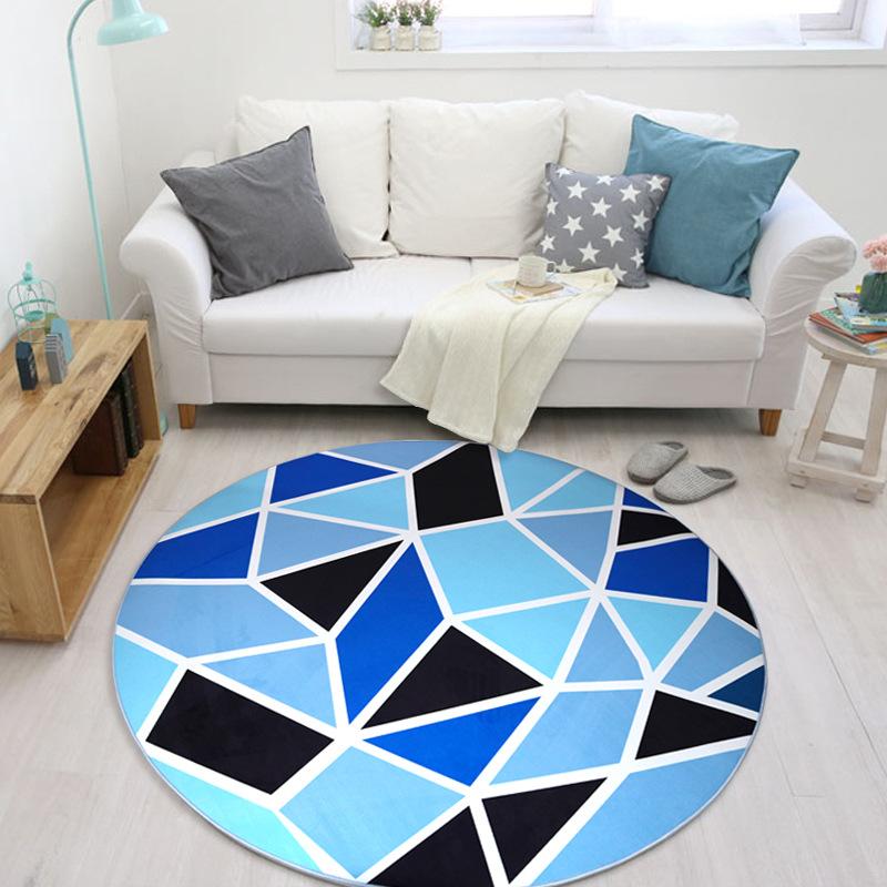 Tappeti Circolari di Lusso per Soggiorno Tappeti Geometrici per Area Tavolino da Caffè Decorazione Camera da Letto Tappetini Semplici per Pavimento Domestico