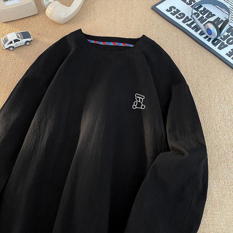 

Свободная футболка с круглым вырезом, с базовой футболкой, модная футболка-пуловер с принтом 5XL чёрный