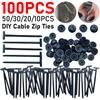 10-100PCS Self-locking Plastic Nylon Tie Black Fastening Strap Cable-Tie-Set Cable Zip Tie Fastening Ring Zip Wraps Strap Tie