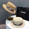 Straw hat women's summer beach seaside vacation sunshade sunscreen hat straw temperament flat top top hat new sun hat