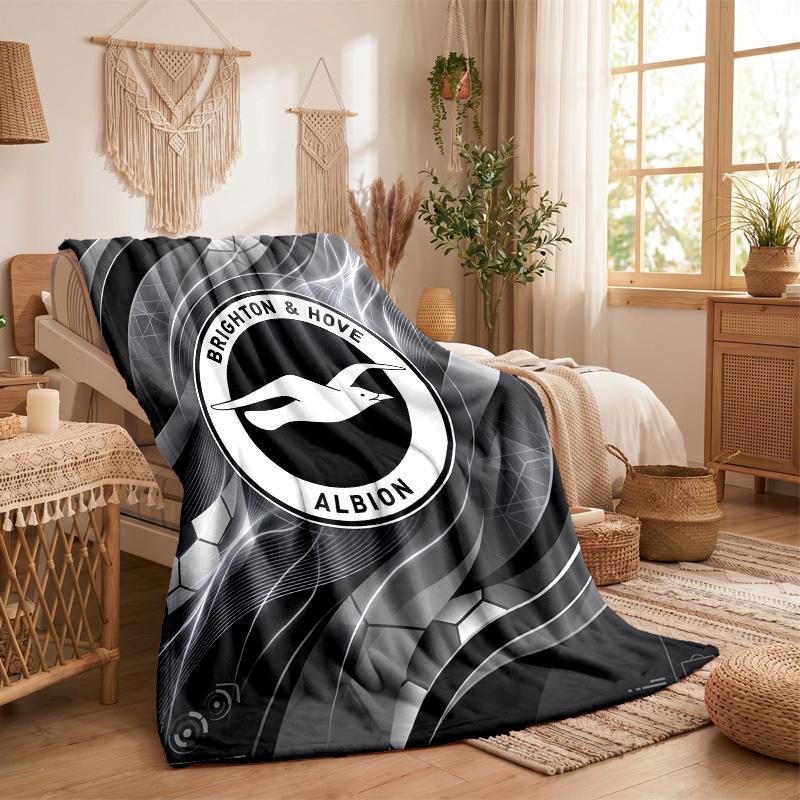 Brighton & Hove Albion Football Print Flannel Blanket Soft Warm Sofa Bed Throw Blanket For Home Office Bedroom