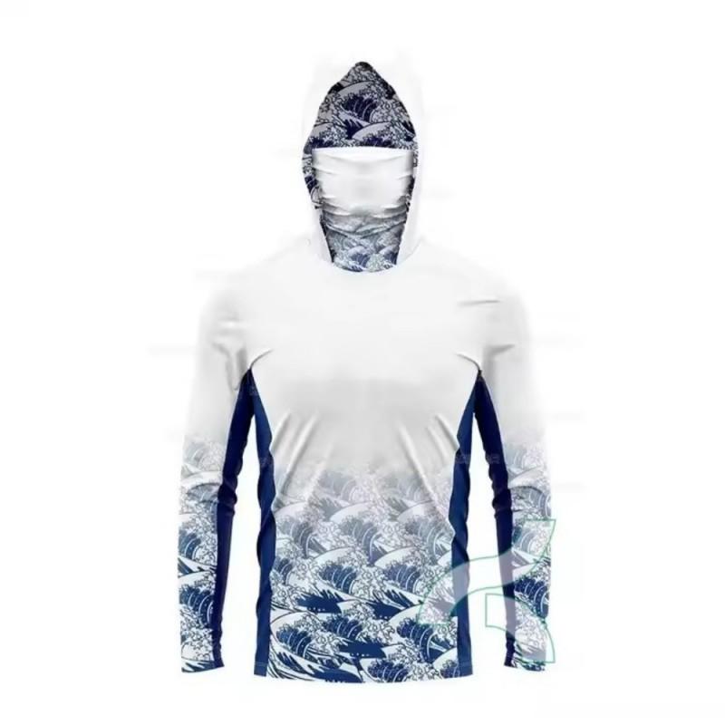 HUK Fishing Hooded Mask Clothes Outdoor Men s Long-sleeved Breathable UPF50 + T-shirt 7XL