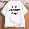 I Love Johnny Cage Men's Cotton T-shirt Short Sleeves Unisex Man Clothing Streetwear Graphic T Shirts Oversized Male Clothes