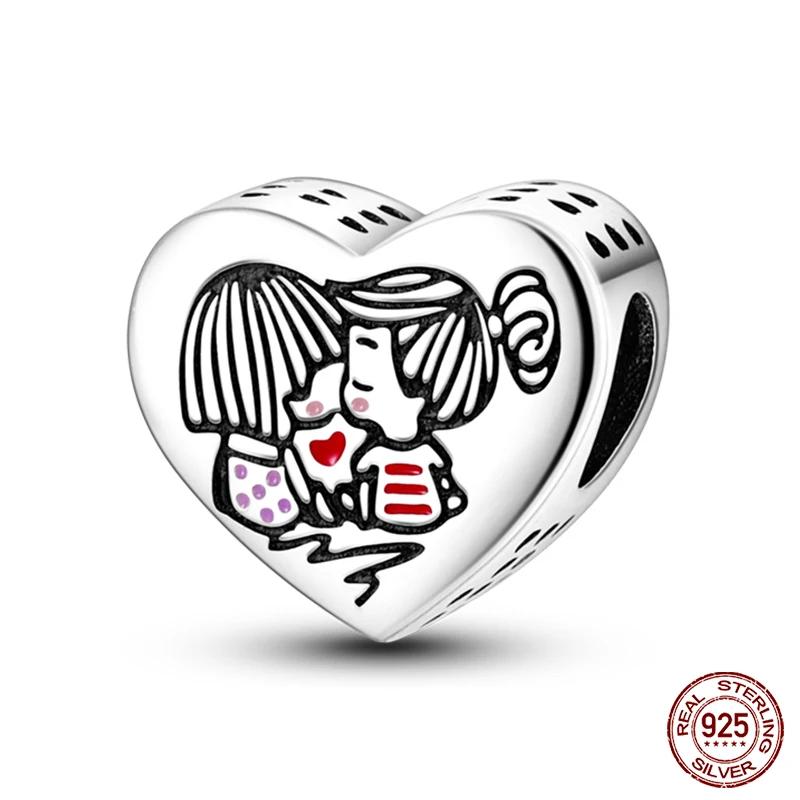 S100% Copper Heart Shaped Warm Family Charm Beads Fit Pan Original Bracelets Fine Diy Jewelry Gifts