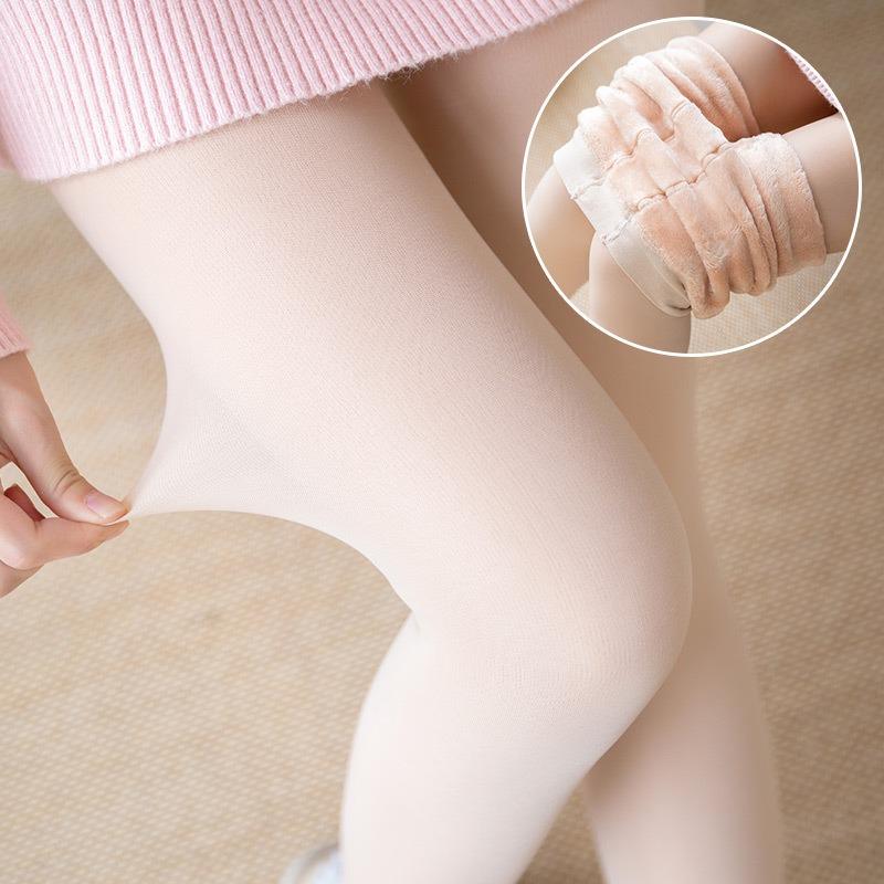 Autumn and Winter New Double-layer Bare Legs, Velvet and Thickened Outer Wear Fake Meat Leggings, Bikini with Feet, Flesh-colored Stepping Socks