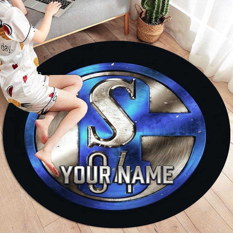 FC Schalke 04 Custom Name Round Area Rug,Carpet Rug for Living Room Bedroom Sofa Playroom Decor,Non-slip Floor Mat