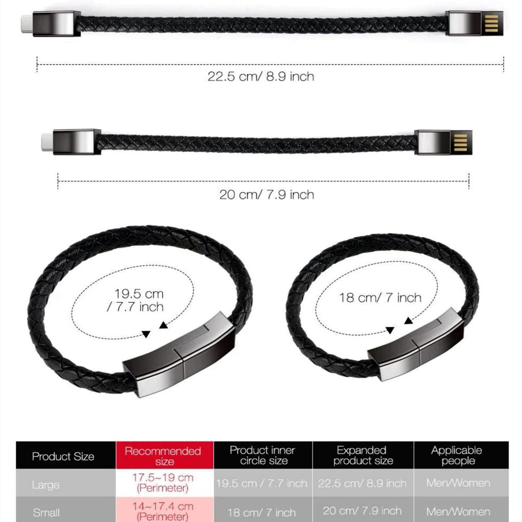 Leather Bracelet Charger USB Charging Cable Braided Cords USB Portable Data Transfer Cable For iPhone Samsung Huawei Xiaomi