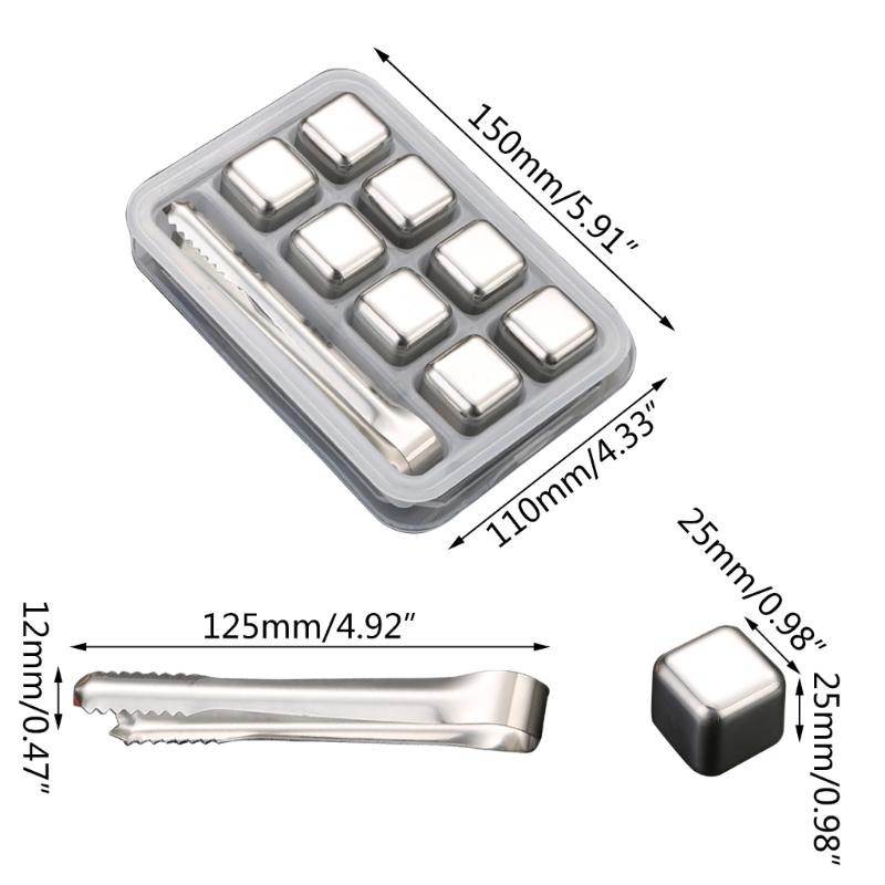 Ice Cubes with Nonslip Clip Reusable Whiskey Square Stone Drink Coolers