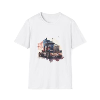 Patriotic Truck T-Shirt, American Flag Shirt, Perfect for Truckers, Independence