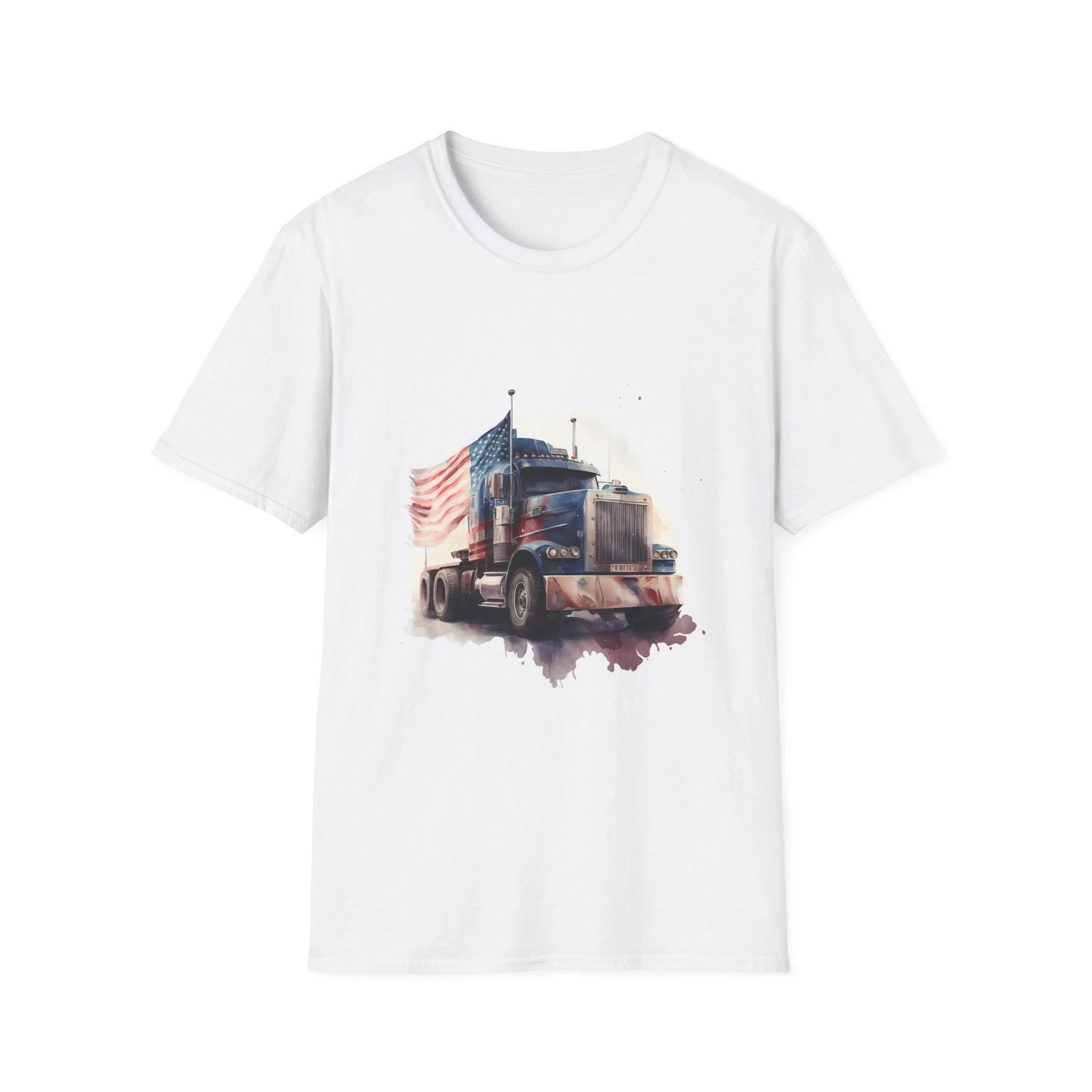 Patriotic Truck T-Shirt, American Flag Shirt, Perfect for Truckers, Independence L