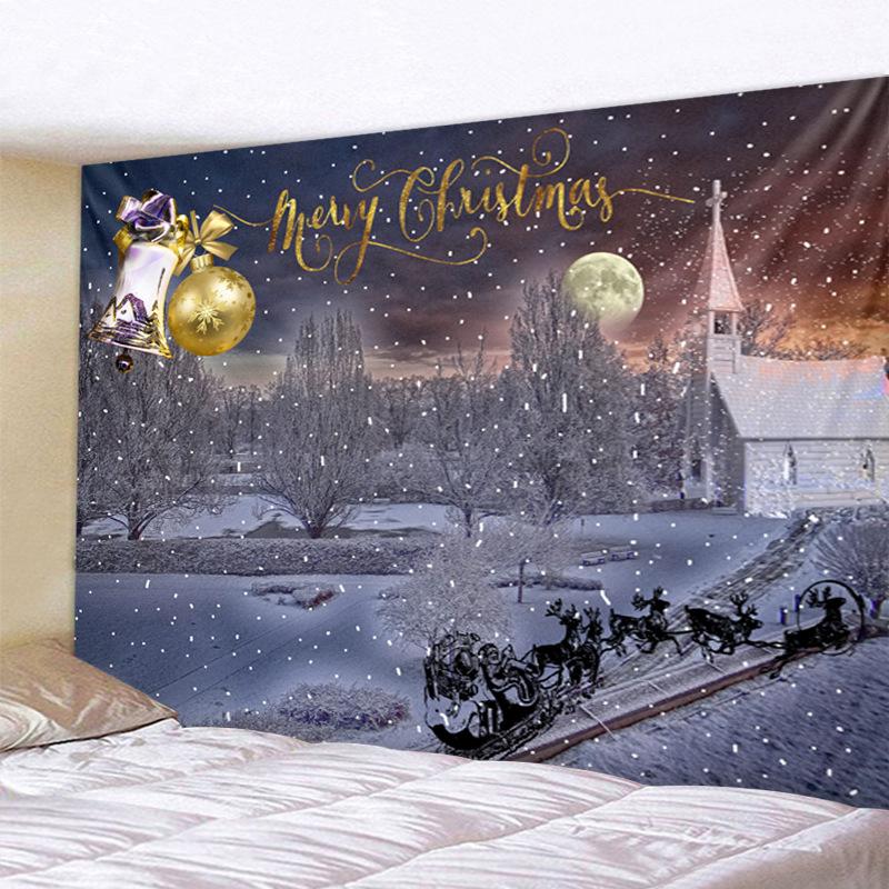 Christmas Tapestry Winter Snowman New Year Background Wall Hanging Decoration Fireplace Stockings Gifts Hanging Cloth