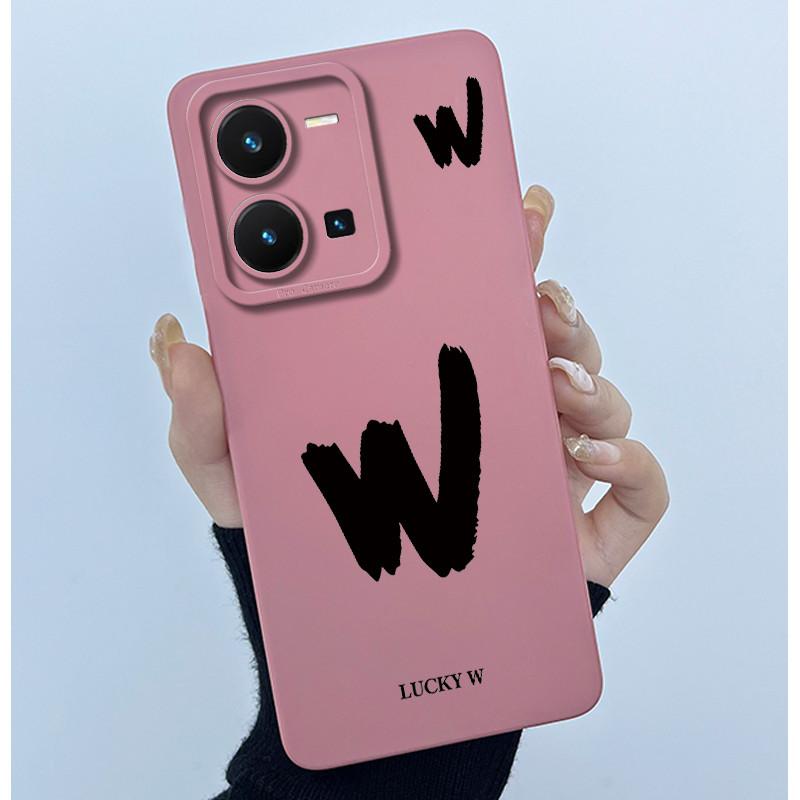 For Vivo Y35 Case Cute Initial Letters Soft Liquid Silicone Back Cover For Vivo Y 35 4G Funda Anti Drop Phone Protector Coque