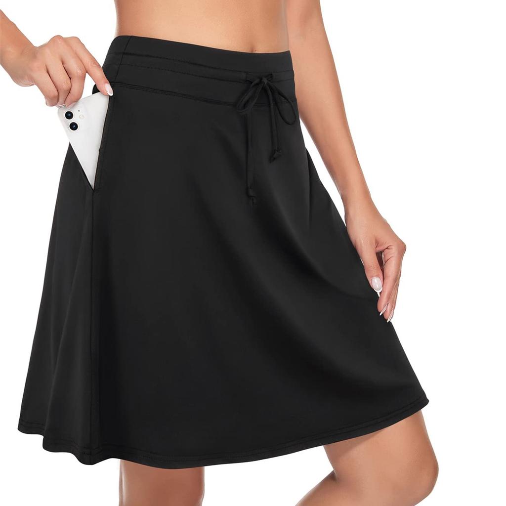 Women's Knee-Length Skirt Tennis Golf Casual Sports Skirt With Pockets