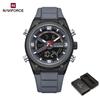 NAVIFORCE Original Men Quartz Watch Calendar Date LCD Display Luminous Pointer Silicone Strap Waterproof 30m Men Casual Fashion Watch NF9265