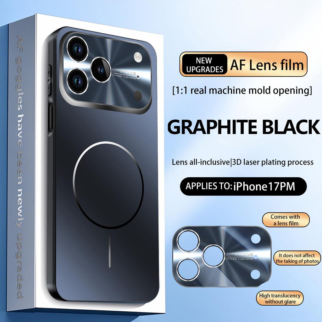 Original Magsafe Magnetic Phone Case For iPhone 17 Air 16 15 14 13 Pro Max Glass Nano Crystal Lens Wireless Charge Cover